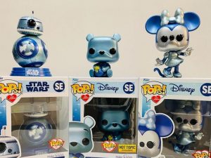 three Funko Pops