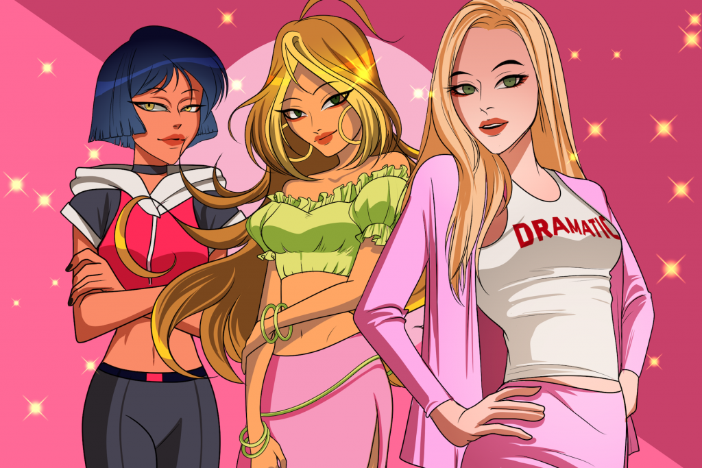 Illustrations of characters in 2000s shows