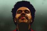 The Weeknd with blood from his nose dripping down his face