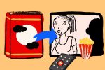 An illustration of a book next to a TV screen