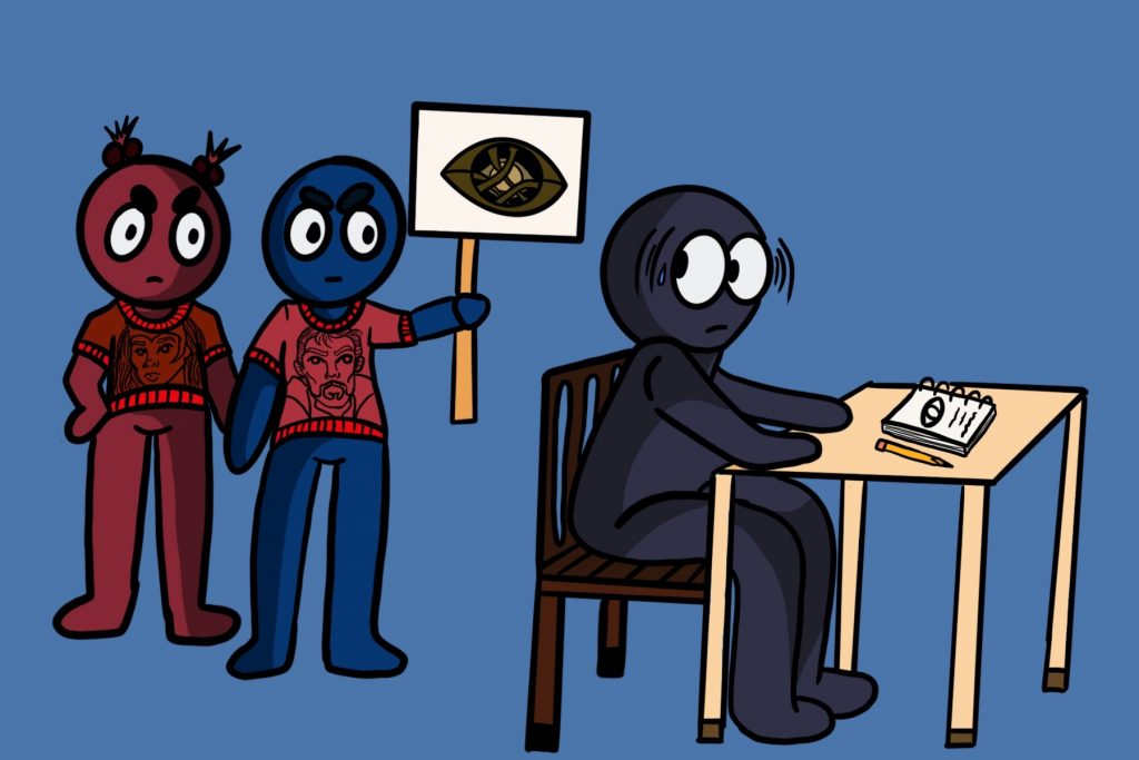 An illustration of a writer creating fan service for fans.