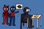 An illustration of a writer creating fan service for fans.