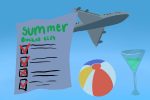 An illustration of various summer activities.