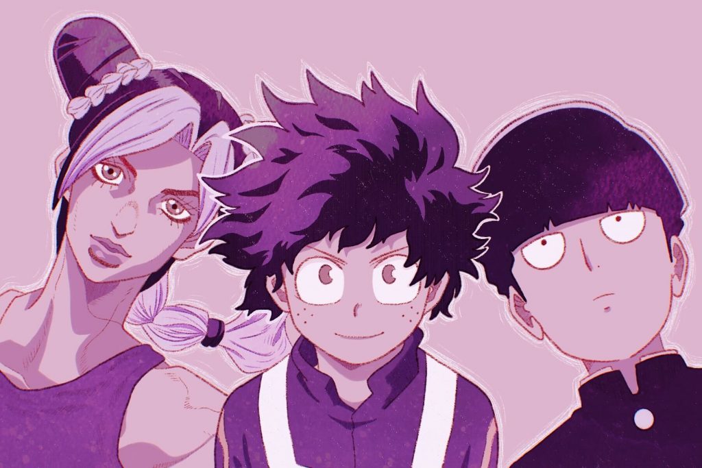 An illustration of a few popular anime characters