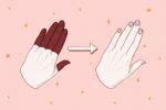 hand with no nail polish to hand with nail polish