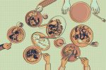 A illustration of a Swedish dinner.