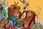 illustration of takeout food