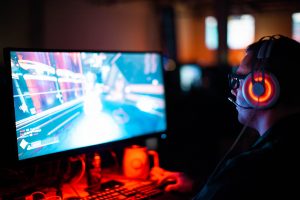 a person playing video games