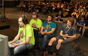 In an article about Summer Games Done Quick, a photo of gamers in the event.