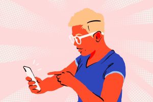 an illustration of someone consuming media