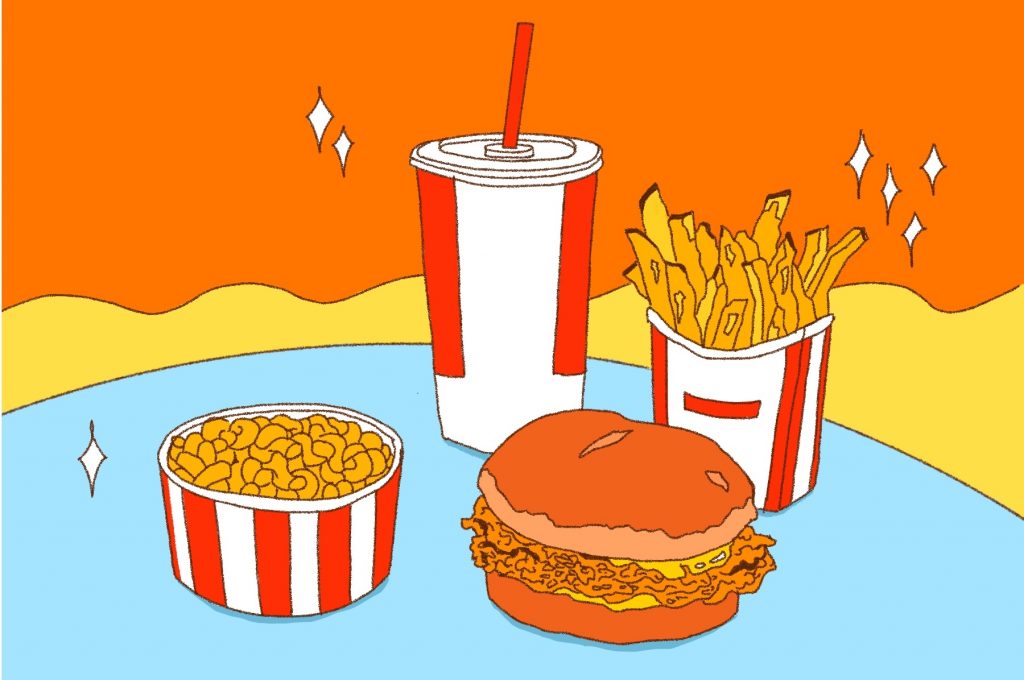 In an article about Jack Harlow's KFC meal, an illustration of the food.