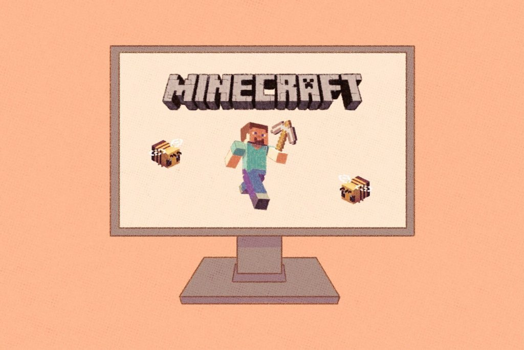 minecraft logo and character