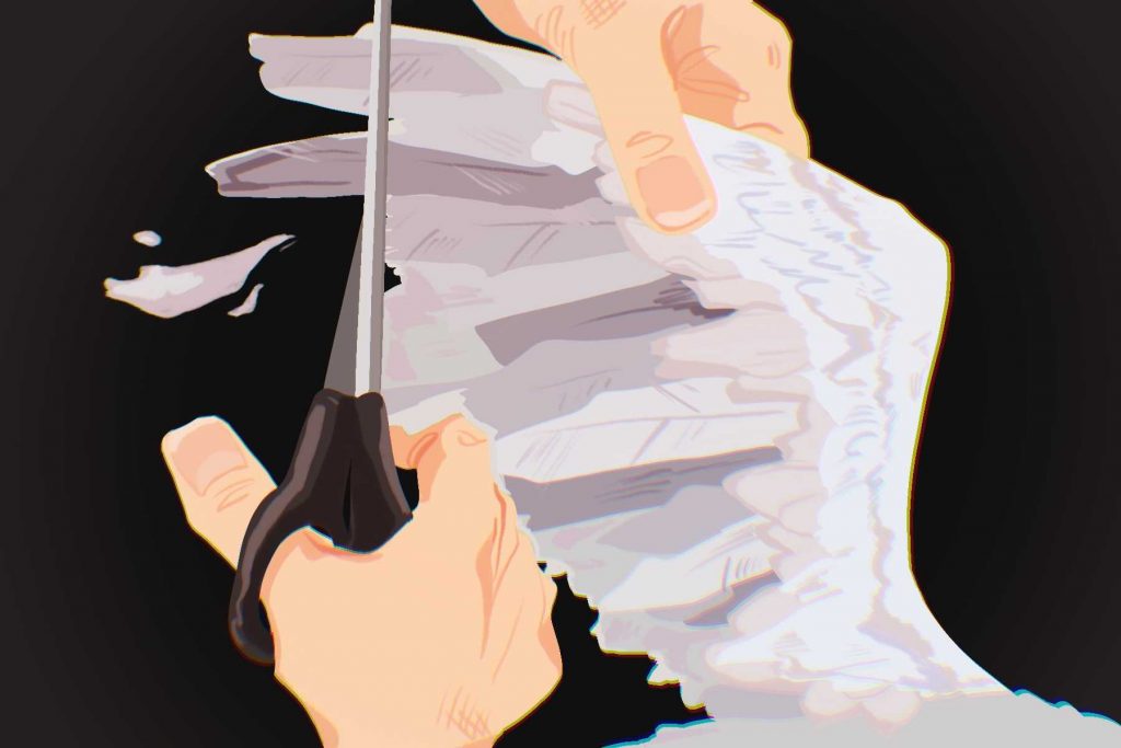 an article about birds has a drawing of a person cutting feathers off of a wing