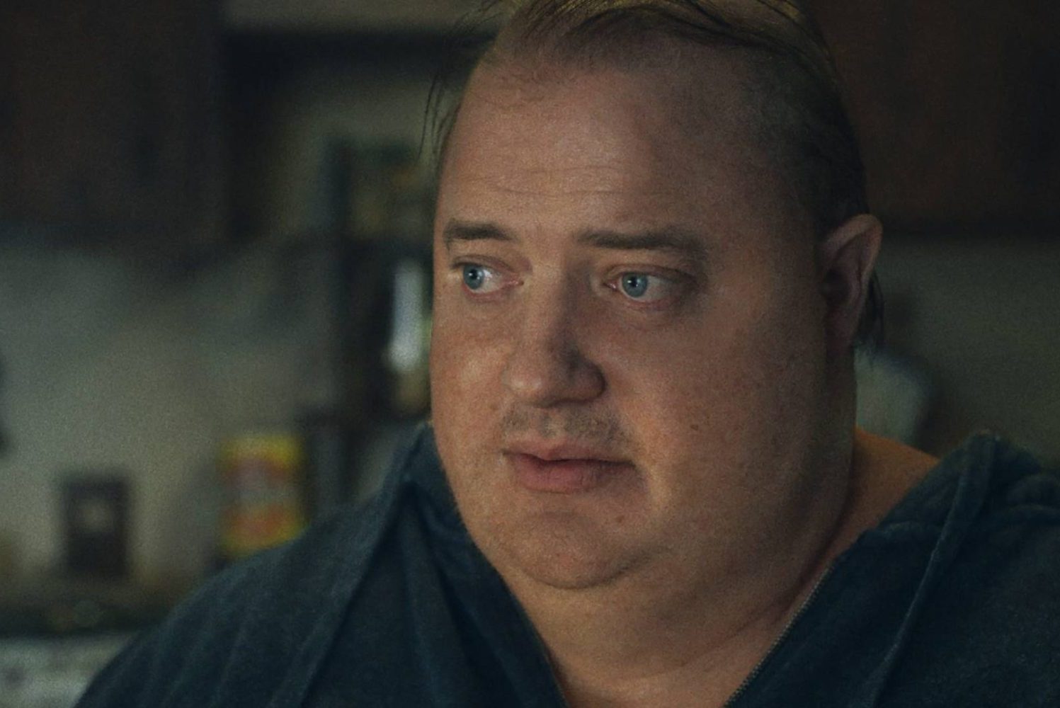 A screenshot of Brendan Fraser from "The Whale"