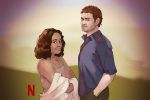 in article about love in the villa, an illustration of the two main characters