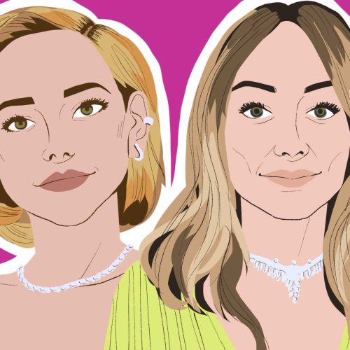 illustration of florence pugh and olivia wilde