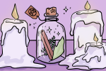 Illustration of common tools used in occult practices such as Wicca