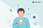 In article about writing, an illustration of someone looking at their phone