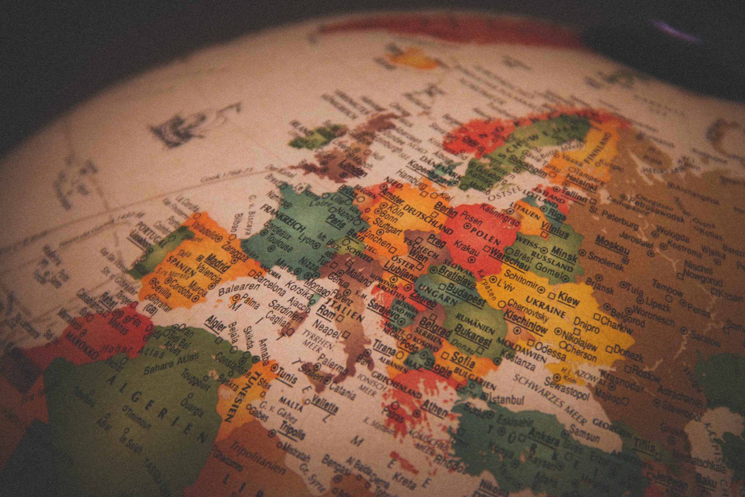 in an article about casino regulations in Europe, a photo of Europe on a globe