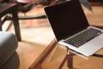 laptop on a table