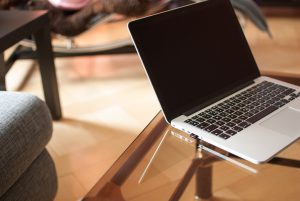 laptop on a table