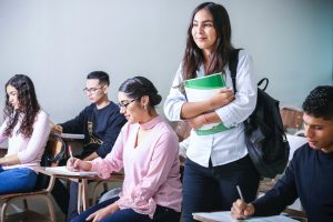in article about college use of data, students in college classroom