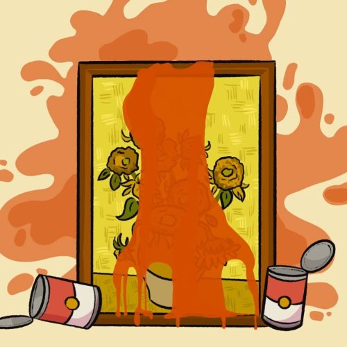Tomato soup splashed on Van Gogh's 'Sunflowers'