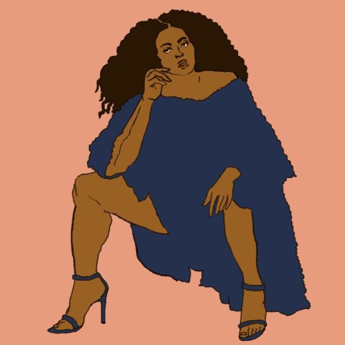 pop star Lizzo in a blue dress