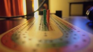a cribbage board