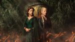 Rhaenyra Targaryen and Alicent Hightower posing in front of a dragon for the new show 'House of the Dragon'.