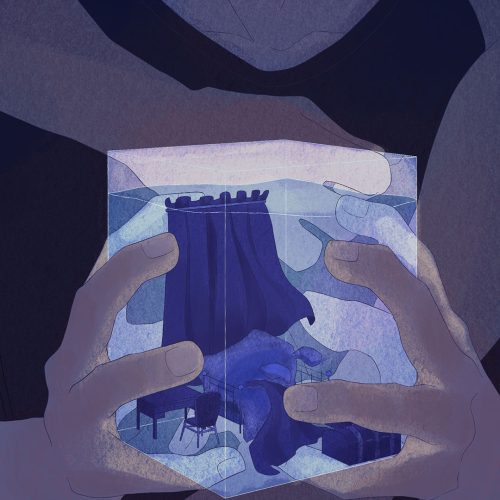 An illustration for an article about James Baldwin's 'Giovanni's Room.'