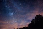 A photo of a meteor shower.