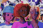 In an article about Black anime fans, an illustration of three different Black characters drawn in anime style.