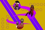 In an article about recent Black-led films, artistic renditions of images from three such films.