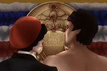 In an article about the 1976 "Rocky" film, an illustration depicts lead protagonists Rocky and Adrian looking at one another and facing a blue, white, and red background with a large gold medal that states "World Heavyweight Championship."