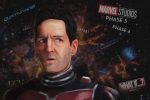 An illustration of Paul Rudd as Ant-Man being haunted by his responsibility to the Marvel universe.