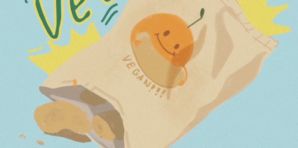 An illustration of a bag of vegemite, one of many tasty vegan snacks.