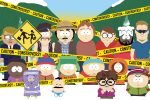 In an article about the irreverent animated series "South Park," an image of the series' cast surrounded by caution tape reading "controversy."
