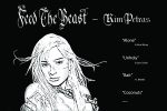 In an article about Kim Petras' new album, a black-and-white sketch f Petras alongside a brief list of the album's most popular titles.