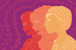 In an article about female hysteria, three colorful silhouettes of ancient Greek goddesses evoke anger-tinged emotions.