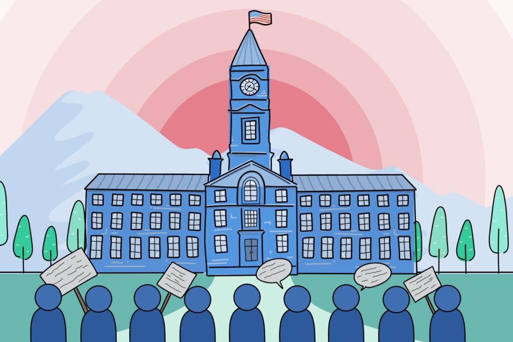 Protests in front of the white house - an illustration.
