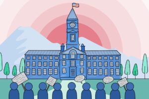 Protests in front of the white house - an illustration.