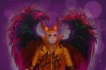 In an article about "Rocketman" (2019), John Elton wears a gold jumpsuit, gold devil horns, and pink angel wings.