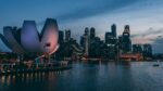 In an article about studying abroad in Singapore Singapore skyline at night.