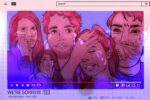 For an article on Dramageddon and Sistergeddon YouTube controversies, five pink-tinted figures wipe tears (from left: Tati Westbrook, Nikita Dragun, Shane Dawson, Laura Lee, and James Charles). They are cropped together in a box that mimics a YouTube video box, with the text "We're Sorrry!!!!! :,(((((" and "1,000,000 views" and "Nov 7, 2018".