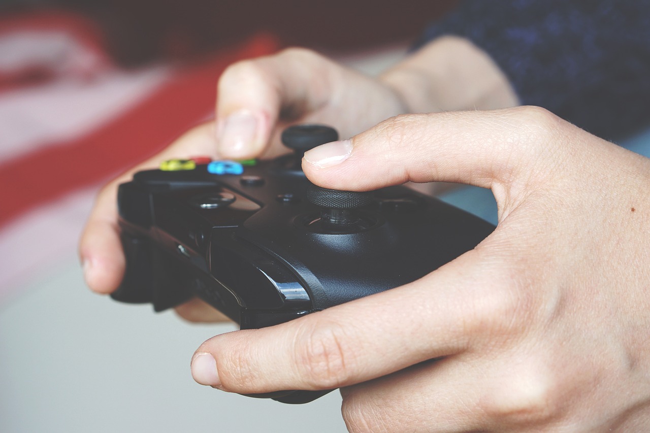Hands holding video controller