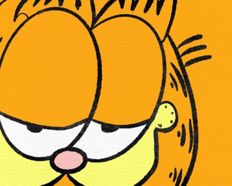 For an article on the impact of the Garfield comic, an up close illustration of the iconic orange cat's low hanging eyes and iconic smirk.
