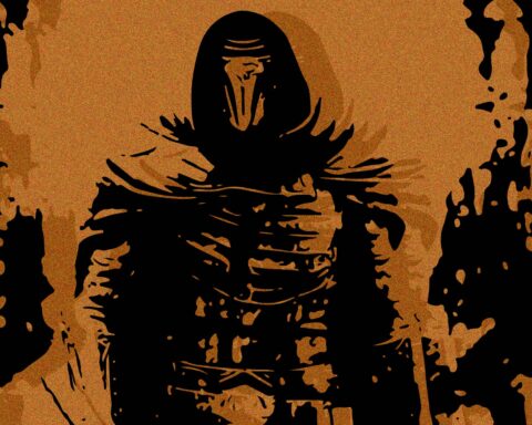 Glitching animation of Star Wars character.
