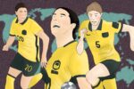 Members of the Matildas in their jersey.