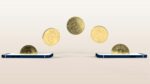 Bitcoin moving between two iphones.
